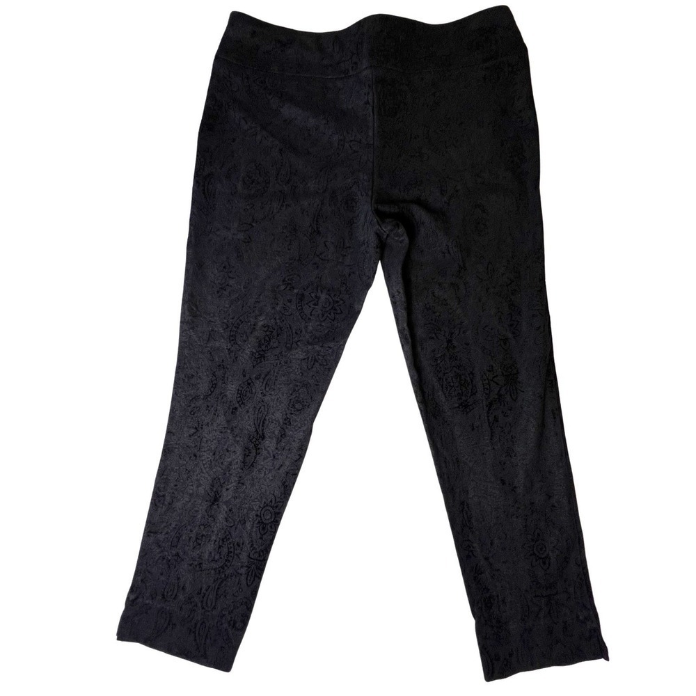 Zac & Rachel Black Velvet Paisley Romantic Cropped Pants Women's Size Large - Picture 3 of 16
